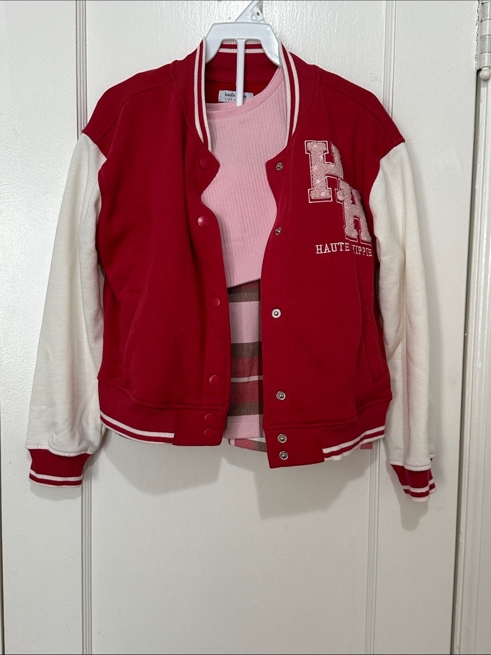 Red & Cream Letterman Jacket 4 pcs set.